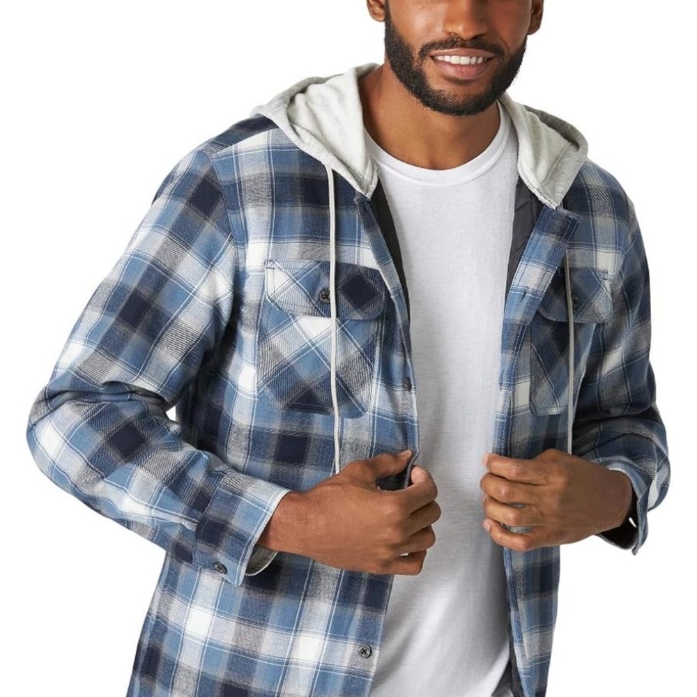 Wrangler Blue Plaid Hooded Jacket